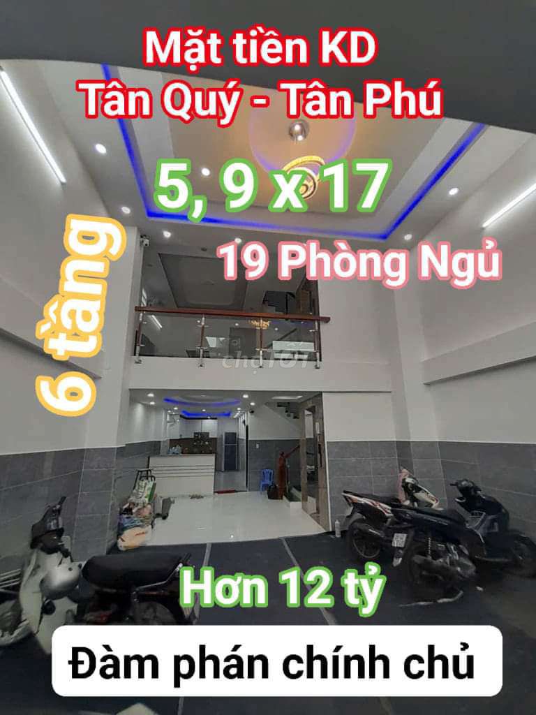 MẶT TIỀN CHDV 19 PHÒNG 100TR/THÁNG TÂN QUÝ TÂN PHÚ 6 TẦNG, HƠN 12 TỶ