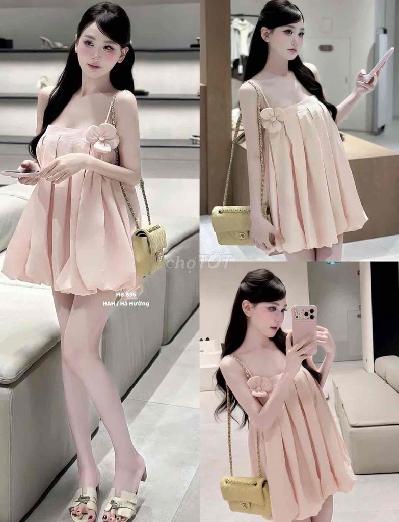 Đầm nữ dây rút vải mềm mại hồng nhạt. Mua bán Quần áo tại Quận Hà Đông Hà Nội được đăng bởi Hoàng Thị Thu Lan hình 1