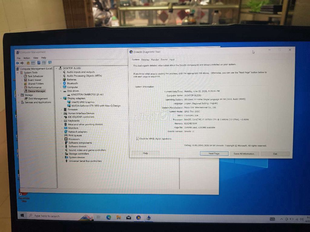 MSI gaming  SM-16R5 i7th10 8GB/512GB SSD GTX 1650. Mua bán Laptop tại Quận Tân Phú Tp Hồ Chí Minh được đăng bởi Lơi hình 1