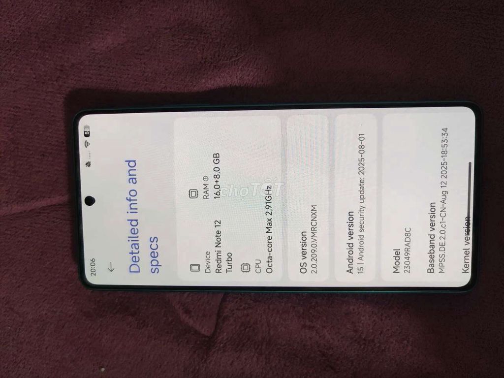 Xiaomi Redmi Note 12 Turbo 12/256GB zin full cn. Mua bán Điện thoại tại Huyện Lai Vung Đồng Tháp được đăng bởi Tiến Trương hình 1