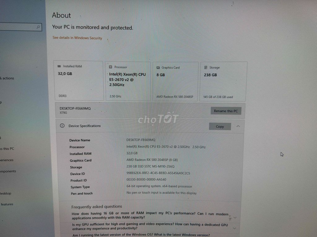 Máy tính để bàn Intel Xeon E5-2670 v2. Mua bán Máy tính để bàn tại Thành phố Tây Ninh Tây Ninh được đăng bởi Po Trần hình 1