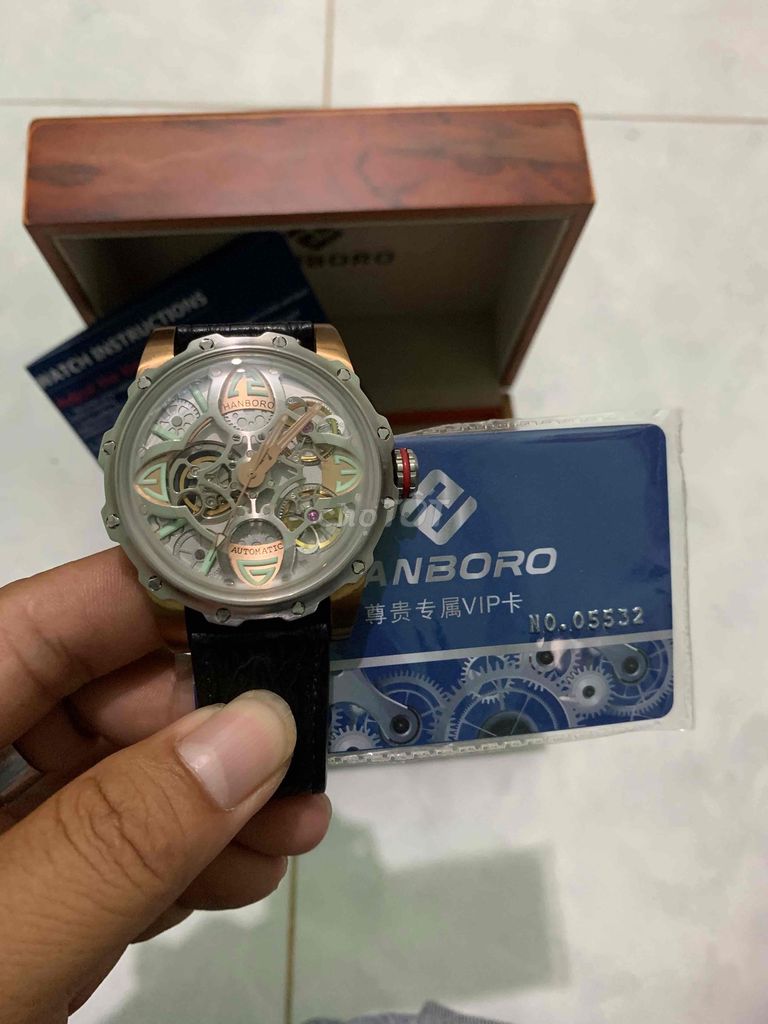 Đồng hồ HANBORO Nam Dây da. Mua bán Đồng hồ tại Thành phố Tân An Long An được đăng bởi Quốc Vinh hình 1