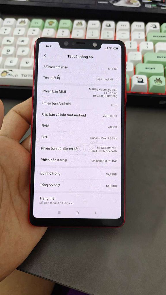 Xiaomi Mi 8 SE 64GB Đỏ Android 8.1.0. Mua bán Điện thoại tại Thành phố Thủ Đức Tp Hồ Chí Minh được đăng bởi Điện Thoại Giá Tốt hình 1