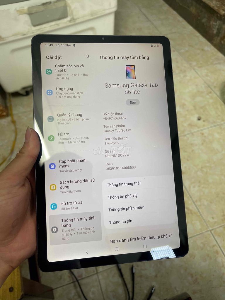 Samsung Galaxy Tab S6 Lite 4GB/64GB Xám. Mua bán Máy tính bảng tại Quận Bắc Từ Liêm Hà Nội được đăng bởi Minh Tuấn hình 1