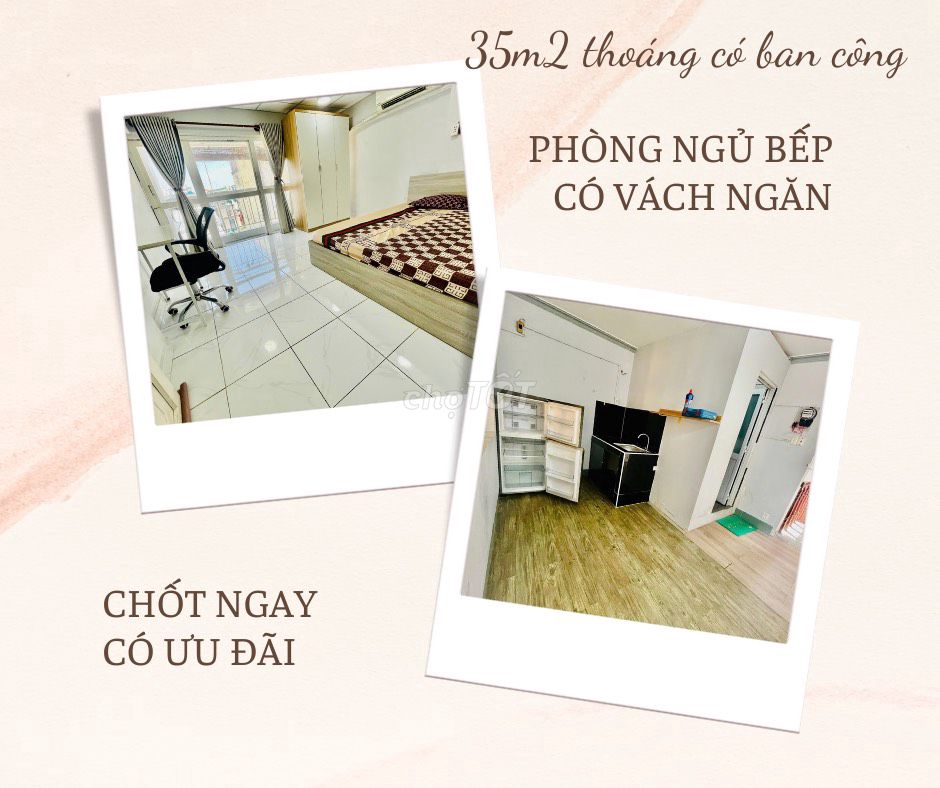 CHO THUÊ CĂN HỘ 35M2 - 1PN BAN CÔNG - GẦN CÔNG VIÊN LÊ VĂN TÁM