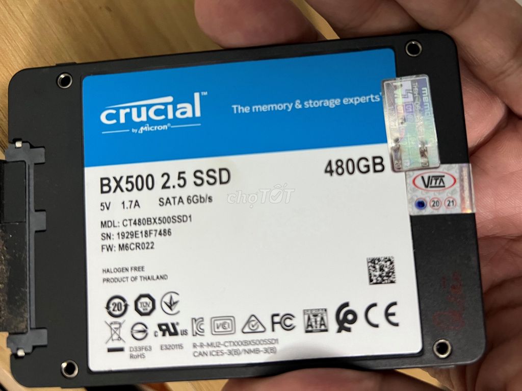 Ổ cứng SSD Crucial 480G tháo máy đẹp.. Mua bán Linh kiện (RAM, Card...) tại Quận Tây Hồ Hà Nội được đăng bởi MayTinhGiaReHaNoi hình 1