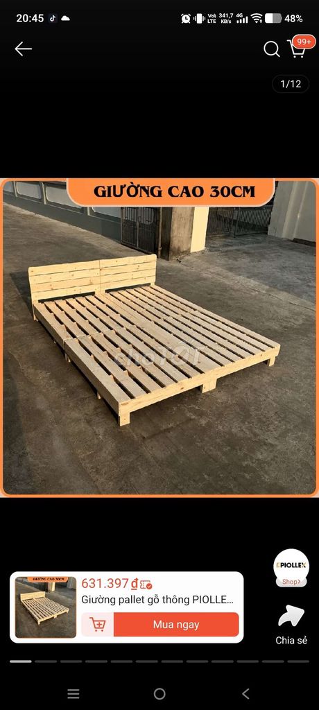 Giường pallet Gỗ thông 30cm 90% mới. Mua bán Giường, chăn ga gối nệm tại Quận Bình Tân Tp Hồ Chí Minh được đăng bởi vi vi  hình 1