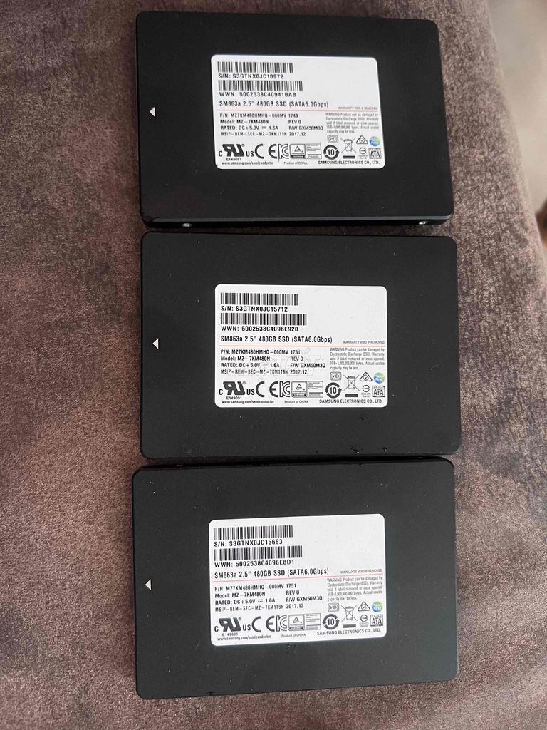 3 Ổ cứng SSD Samsung SM863a 480GB sk tốt. Mua bán Linh kiện (RAM, Card...) tại Quận Bình Thạnh Tp Hồ Chí Minh được đăng bởi Ng Tom hình 1