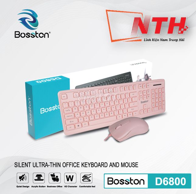 Bộ Phím Chuột Bosston D6800 Full Hồng  Sỉ Lẻ LHệ