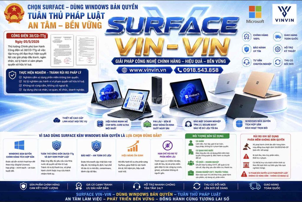 Laptop Microsoft Surface. Mua bán Laptop tại Thành phố Thủ Dầu Một Bình Dương được đăng bởi SURFACE VINVIN hình 1