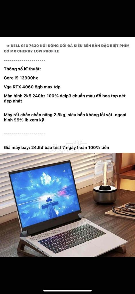 Dell G16 7630 i9-13900HX RTX 4060 2K5 240Hz. Mua bán Laptop tại Quận Hải Châu Đà Nẵng được đăng bởi nick hình 1