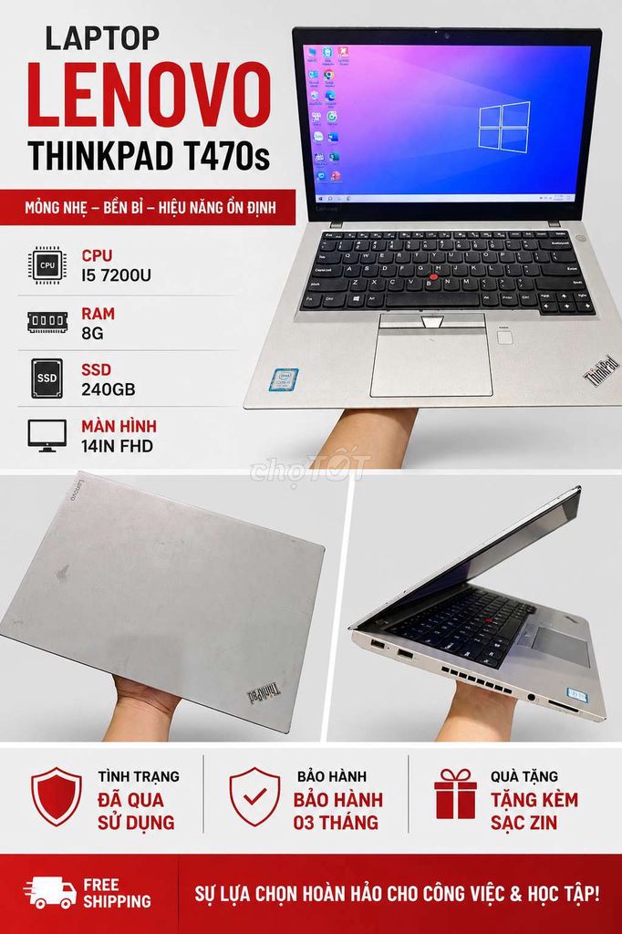 Lenovo Thinkpad T470s I5 7200U/ 8GB/ 256GB. Mua bán Laptop tại Thành phố Tam Kỳ Quảng Nam được đăng bởi METECH COMPUTER hình 1