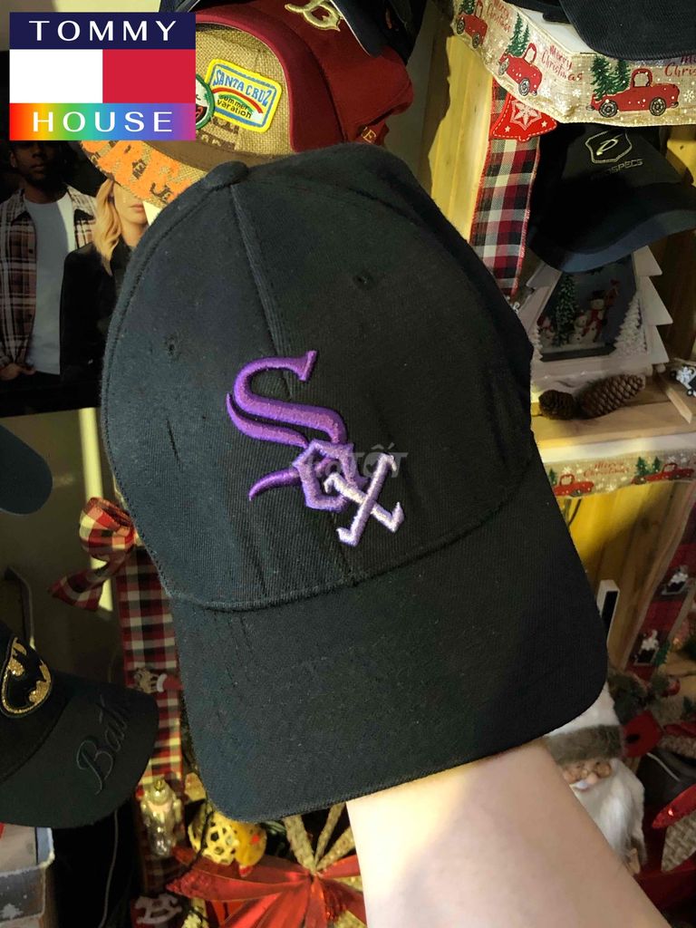 Mũ SOX chính hãng MLB đen tím phối màu đẹp