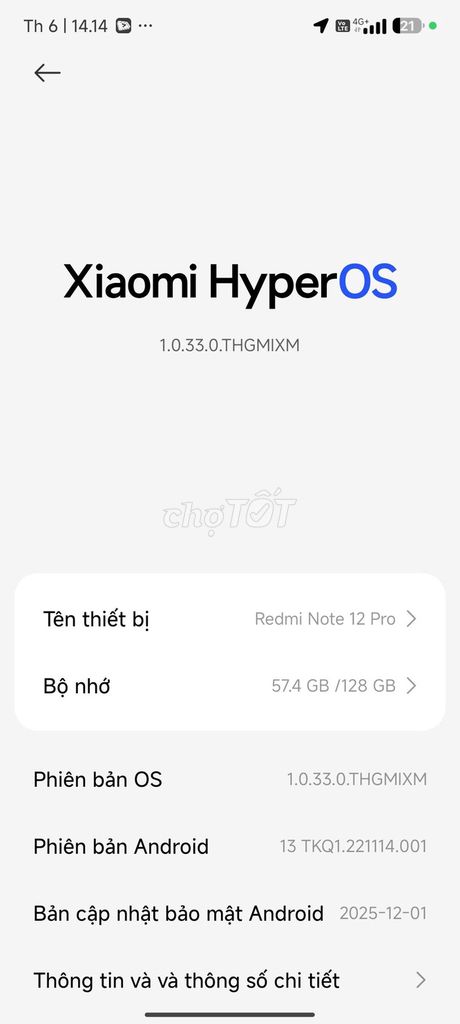 Xiaomi Redmi Note 12 Pro 128GB. Mua bán Điện thoại tại Quận Tân Phú Tp Hồ Chí Minh được đăng bởi Duy Nhựt hình 1