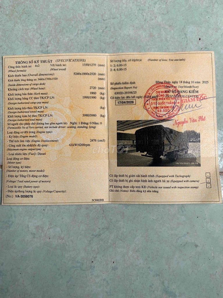 TMT 2 tấn 2016 máy hyundai weambkiểm 04/26. Mua bán Xe tải, xe ben tại Huyện Châu Thành Bến Tre được đăng bởi nguyen van trung hình 6