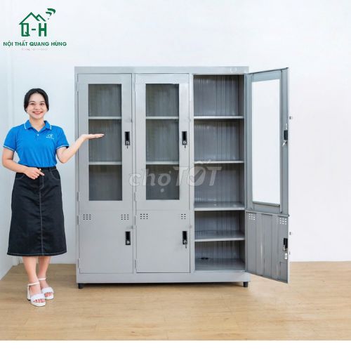 TỦ HỒ SƠ 3 CÁNH KÍNH }} SẮT TĨNH ĐIỆN ++ FREESHIP