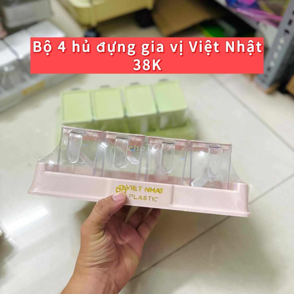 Bộ 4 hủ gia vị nhựa Việt Nhật