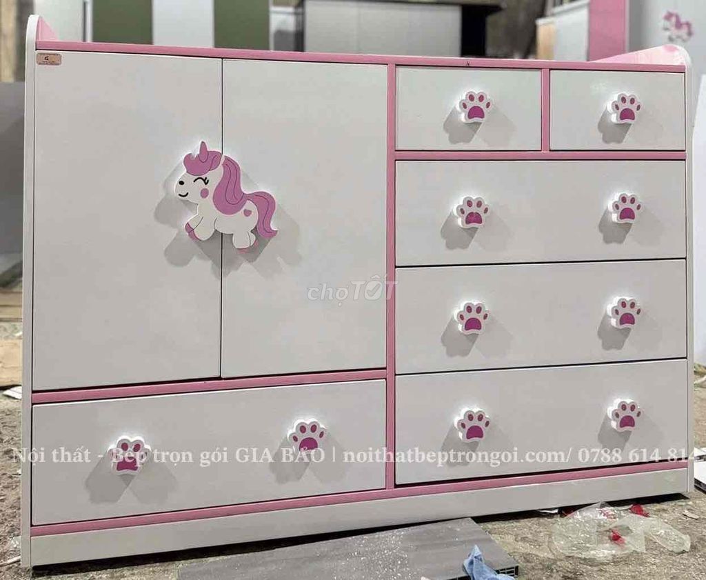 Tủ áo cho bé gái, họa tiết Unicorn dễ thương. Mua bán Tủ, kệ gia đình tại Quận Thanh Khê Đà Nẵng được đăng bởi Nội Thất Gia Bảo ĐBP hình 1