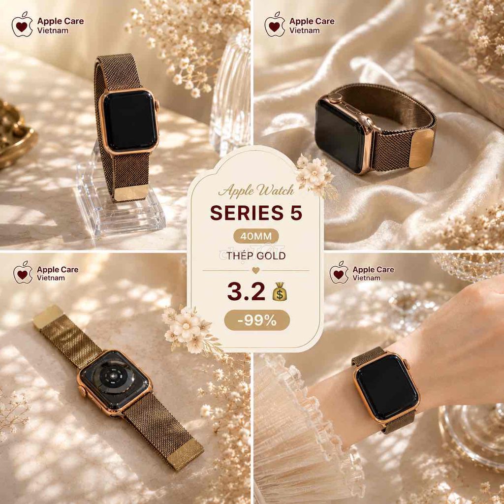 Apple Watch Series 5 Thép Gold 40mm 99%. Mua bán Thiết bị đeo thông minh tại Quận 5 Tp Hồ Chí Minh được đăng bởi Apple Care Vietnam hình 1