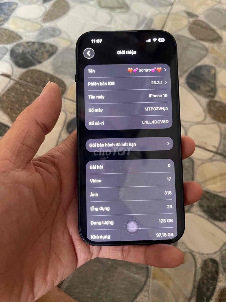Apple iPhone 15 128GB Đen. Mua bán Điện thoại tại Quận 3 Tp Hồ Chí Minh được đăng bởi Nguyễn Văn Tiến hình 1