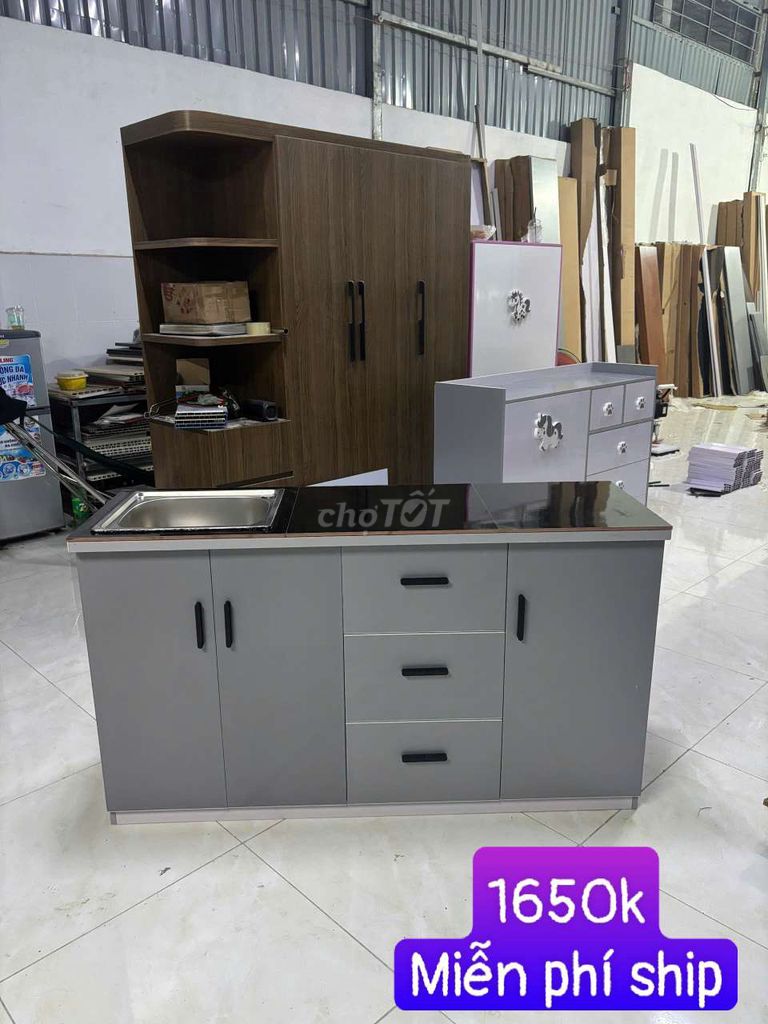 Tủ bếp Nhựa Đài Loan Xám 1m40 #kèm bồn vòi. Mua bán Tủ, kệ gia đình tại Huyện Bình Chánh Tp Hồ Chí Minh được đăng bởi KIM NGÂN BÁN TỦ hình 1