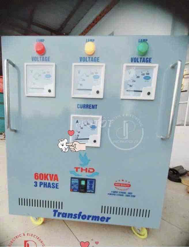 Biến áp mẫu mới vào 380V ra 200V-220V - 60kva