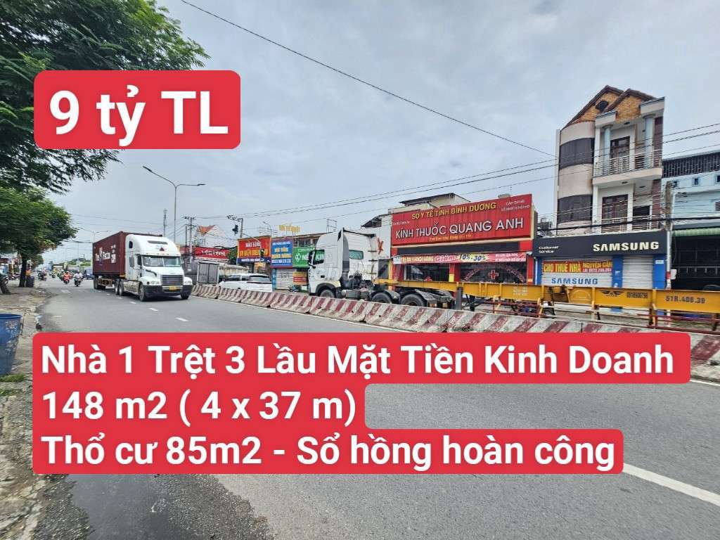 🆘 Nhà 1 Trệt 3 Lầu Mặt Tiền Gần Vincom 550, P. Bình Hoà, Tp. Thuận An