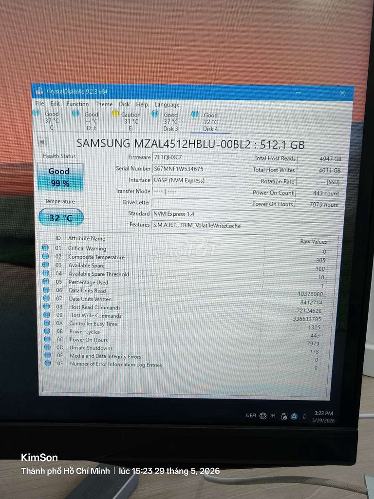 Ổ cứng SSD Samsung PM9B1 512.1GB. Mua bán Linh kiện (RAM, Card...) tại Huyện Nhà Bè Tp Hồ Chí Minh được đăng bởi Kim Sơn Vũ hình 1