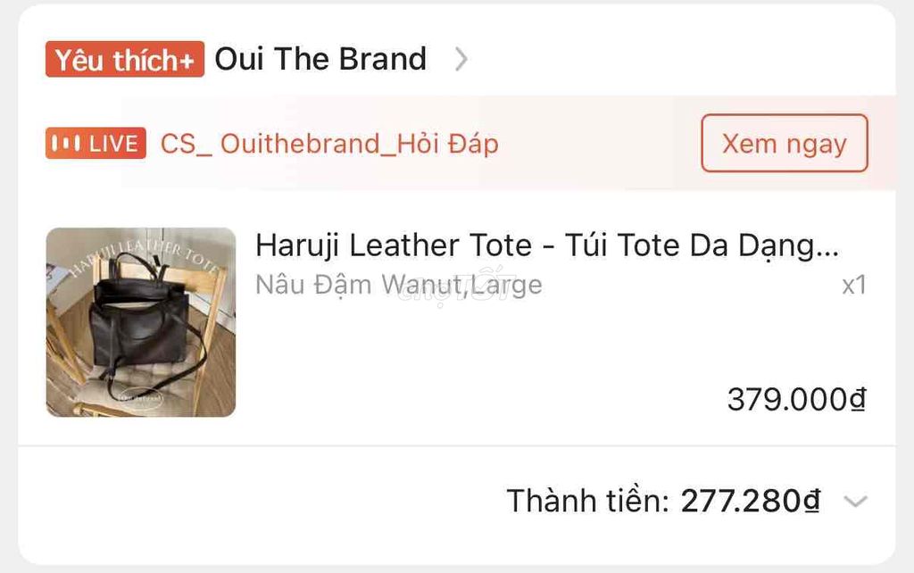 Túi xách Oui The Brand Haruji Nâu Da. Mua bán Túi xách tại Huyện Nhà Bè Tp Hồ Chí Minh được đăng bởi Gủm iu ơi hình 1