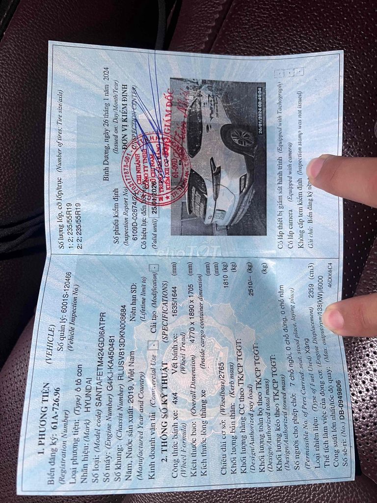 Hyundai Santa Fe 2019 2.4L - 37000 km. Mua bán Ô tô tại Thành phố Thuận An Bình Dương được đăng bởi Phạm Hoài Nam hình 5