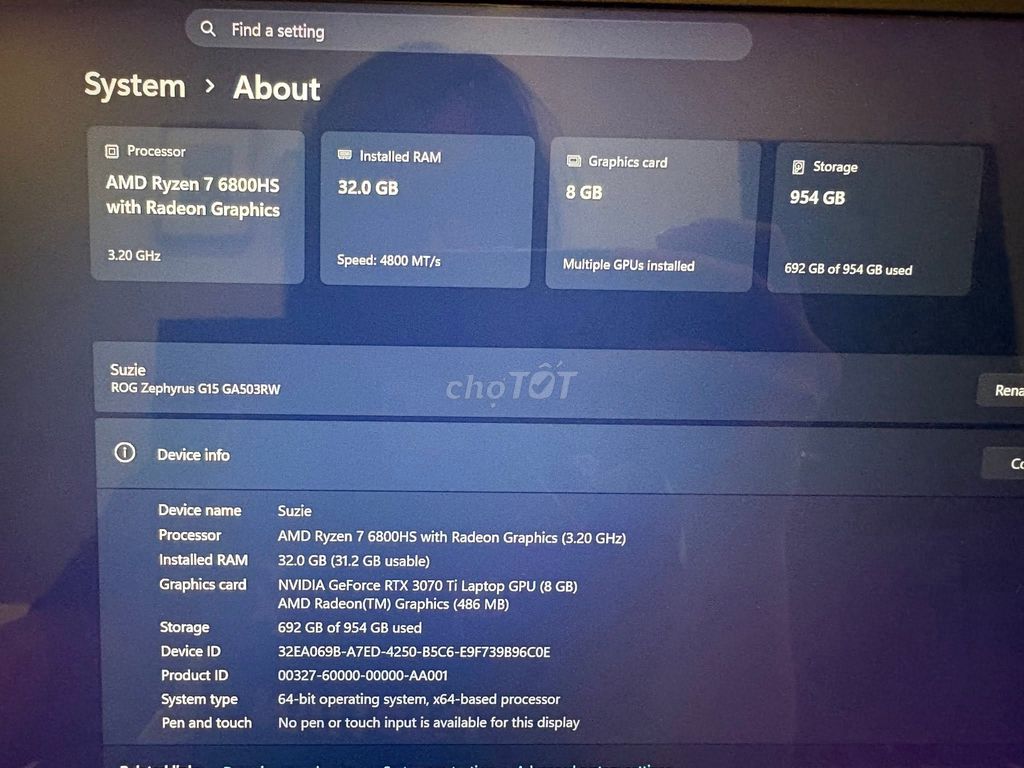 Asus Zephyrus G15 2022 Ryzen 7 32GB/954GB RTX 3070ti. Mua bán Laptop tại Quận 5 Tp Hồ Chí Minh được đăng bởi Hội Đồ Điện Tử hình 1
