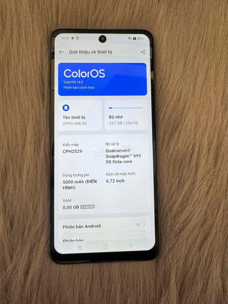 Thanh lý điện thoại Oppo A98