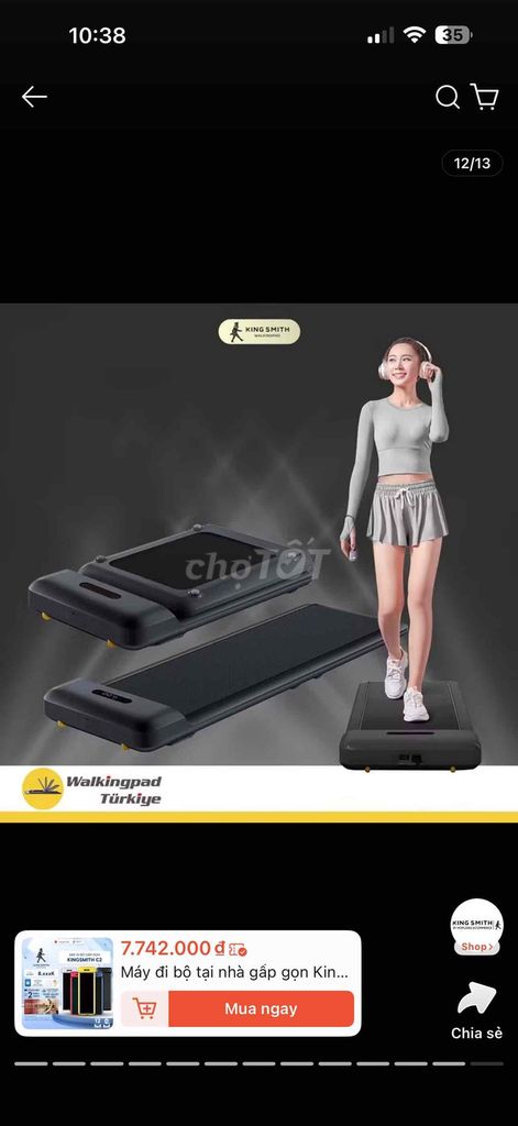 Máy chạy bộ King Smith Walking Pad Đen. Mua bán Đồ thể thao, Dã ngoại tại Quận 8 Tp Hồ Chí Minh được đăng bởi Nguyên hình 1