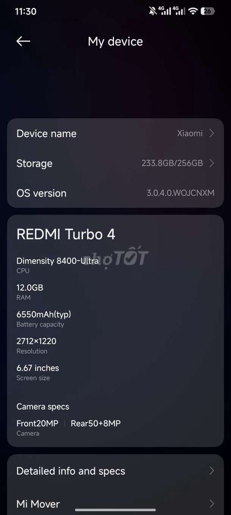 Xiaomi Redmi Turbo 4 256GB. Mua bán Điện thoại tại Huyện Tiên Du Bắc Ninh được đăng bởi Bá Hiền 11a7B2 Nguyễn hình 1