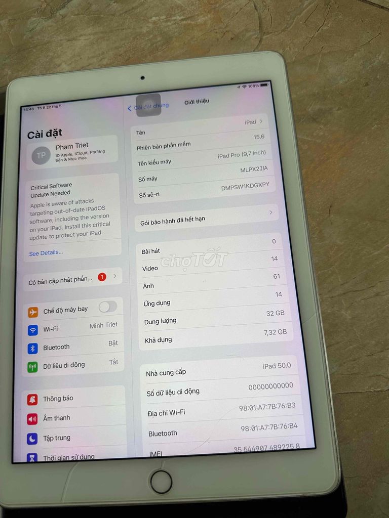 Apple iPad Pro 9.7 inch 64GB Bạc. Mua bán Máy tính bảng tại Thành phố Thủ Đức Tp Hồ Chí Minh được đăng bởi pham tuan thanh hình 1