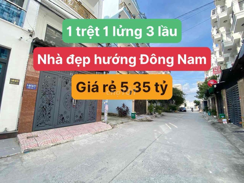 Nhà 1/ ngắn Thạnh Xuân 22 gần ngã tư Ga 1 trệt 1 lửng 3 lầu Đông Nam