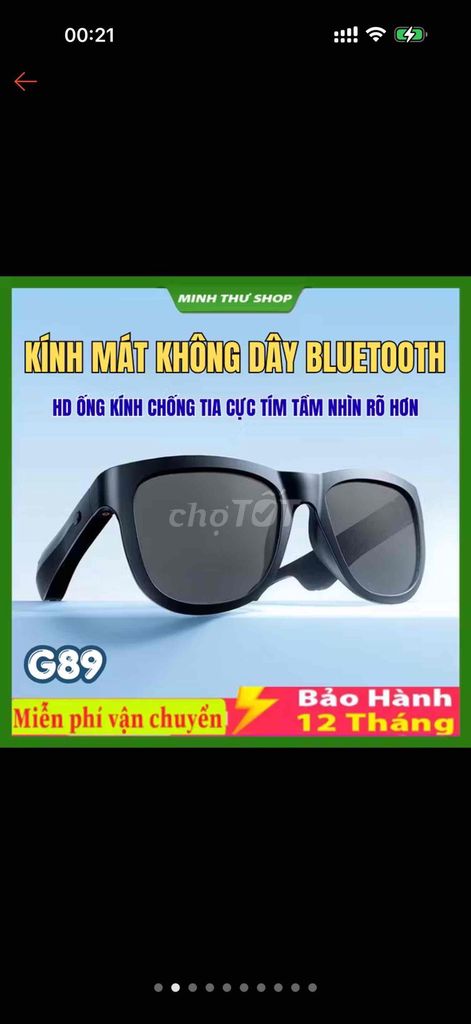 Kính mát Bluetooth G89 Đen Chống UV. Mua bán Phụ kiện thời trang khác tại Thành phố Bến Tre Bến Tre được đăng bởi luong mạnh Hải hình 1