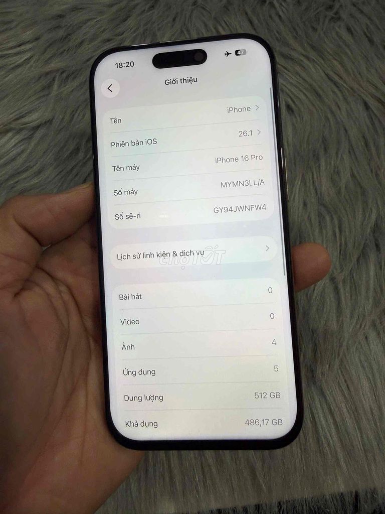 iPhone 16 Pro 512GB Sa mạc pin 94%. Mua bán Điện thoại tại Thành phố Thủ Đức Tp Hồ Chí Minh được đăng bởi đỗ huy hình 1