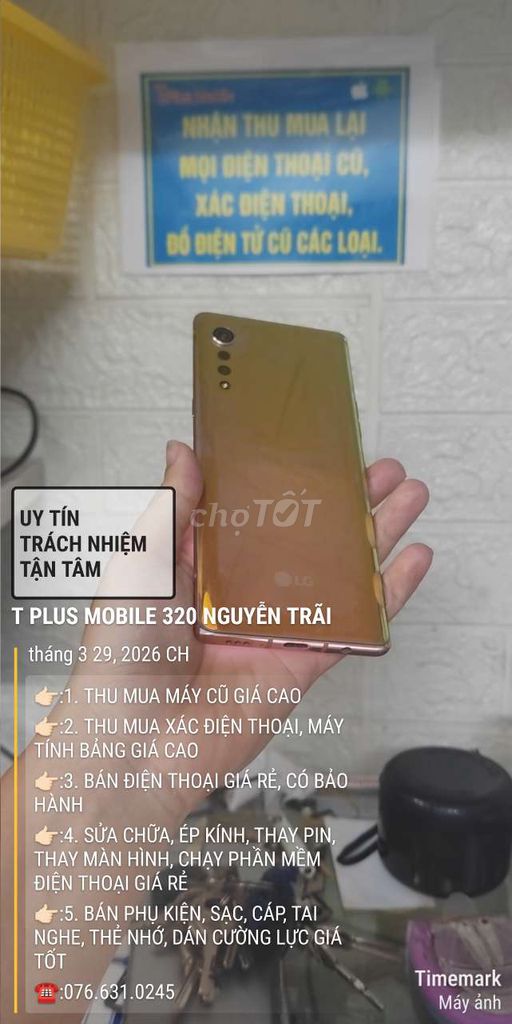 LG Velvet 8GB Vàng Mất âm thanh. Mua bán Điện thoại tại Thành phố Huế Thừa Thiên Huế được đăng bởi T PLUS MOBILE MUA BÁN ĐIỆN THOẠI hình 1