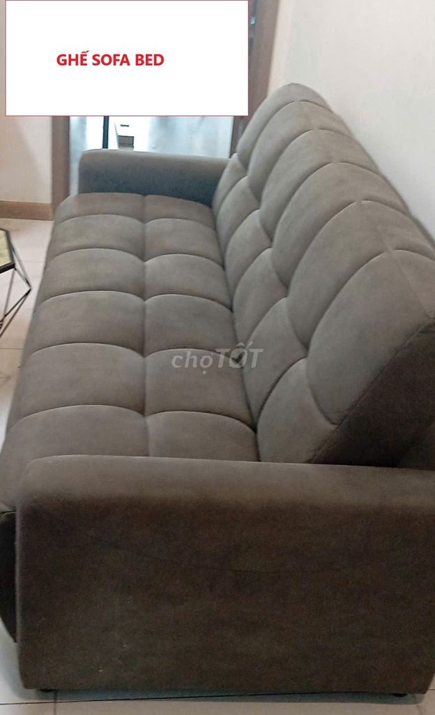 Ghế sofa bed, sofa 2 chức năng nệm bọc vải xám