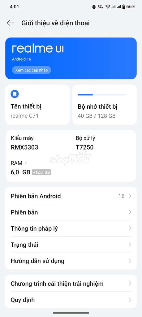 Realme C71 6GB/128GB Android 16. Mua bán Điện thoại tại Quận Tân Phú Tp Hồ Chí Minh được đăng bởi thanh bình hình 1