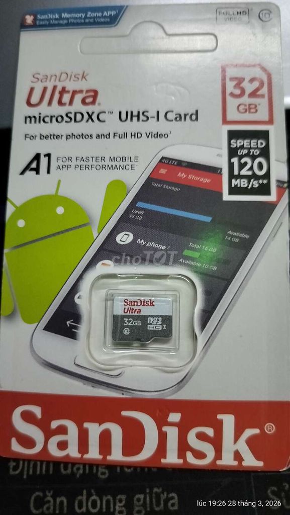 Thẻ nhớ SanDisk Ultra microSDXC 32GB. Mua bán Phụ kiện (Màn hình, Chuột...) tại Huyện Cần Giuộc Long An được đăng bởi TayNinhProLA hình 1