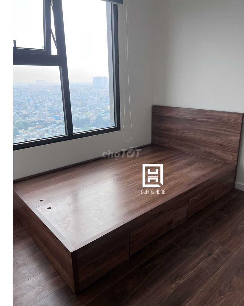 GIƯỜNG GỖ MDF-GIƯỜNG MDF-GIƯỜNG MDF-GIƯỜNG GỖ MDF. Mua bán Giường, chăn ga gối nệm tại Thị xã Bến Cát Bình Dương được đăng bởi Nội Thất Quang Hùng TD hình 1