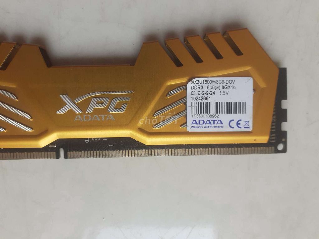 RAM ADATA XPG AX3U1600W8G9-DGV 8GB DDR3. Mua bán Linh kiện (RAM, Card...) tại Quận 8 Tp Hồ Chí Minh được đăng bởi anot hình 1