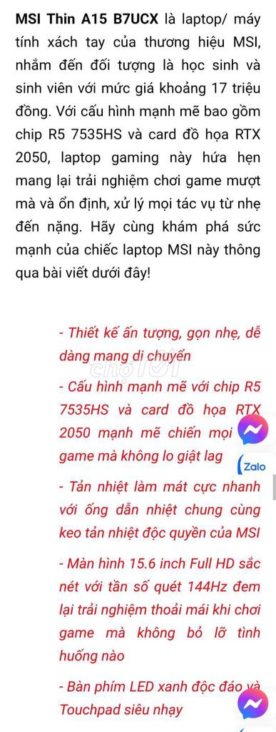 🛑 gaming new 100% ram 16gb Msi Thin A15. Mua bán null tại Thành phố Thủ Đức Tp Hồ Chí Minh được đăng bởi trần hình 3