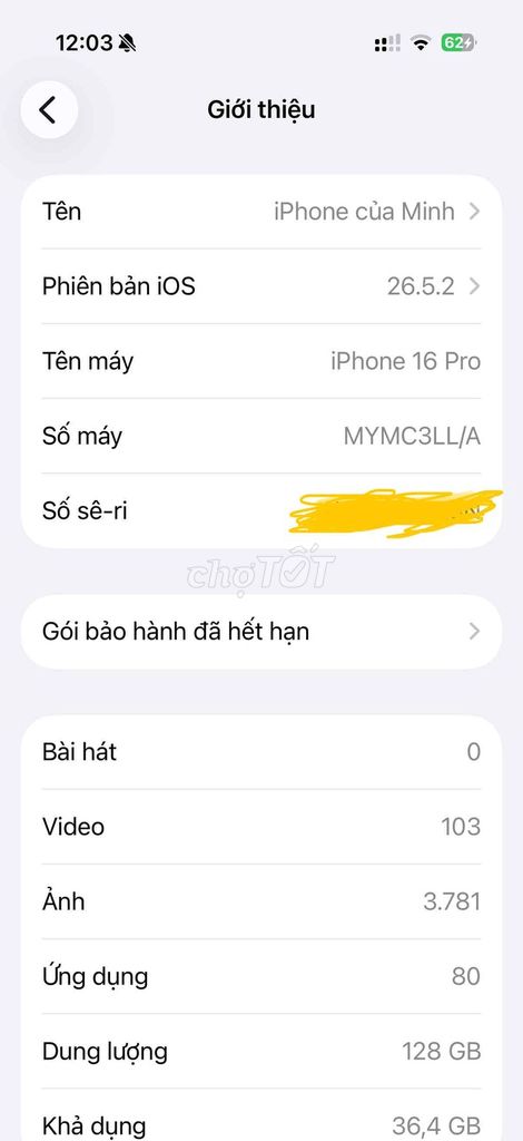 Apple iPhone 16 Pro 128GB Cát sa mạc Bình thường. Mua bán Điện thoại tại Quận 6 Tp Hồ Chí Minh được đăng bởi Đặng Minh hình 1