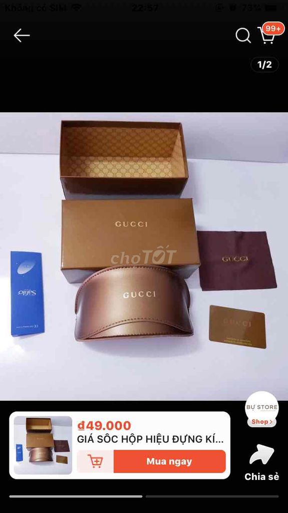 Hộp mắt kính da Gucci