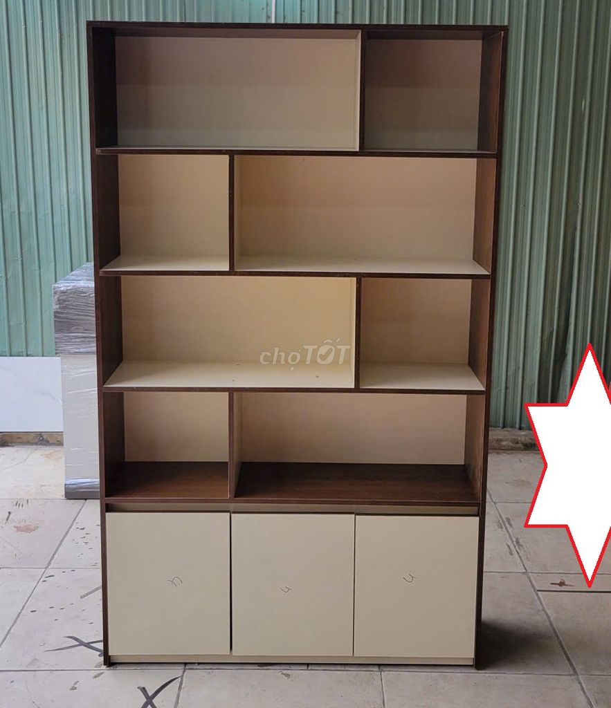 Tủ kệ hồ sơ Gỗ MDF Nâu kem 1m2x2m, tủ kệ tài liệu. Mua bán Đồ dùng văn phòng tại Quận Bình Thạnh Tp Hồ Chí Minh được đăng bởi Kho Nội thất Cũ Mới Phú Nhàn hình 1
