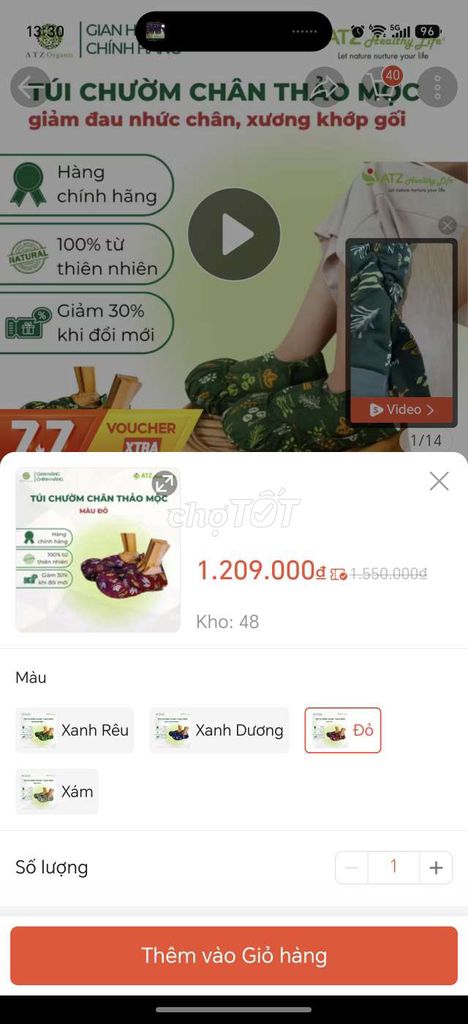 Túi chườm bàn chân thảo mộc ATZ Healthy Life Đỏ. Mua bán Nội thất, đồ gia dụng khác tại Thành phố Châu Đốc An Giang được đăng bởi Jack hình 1