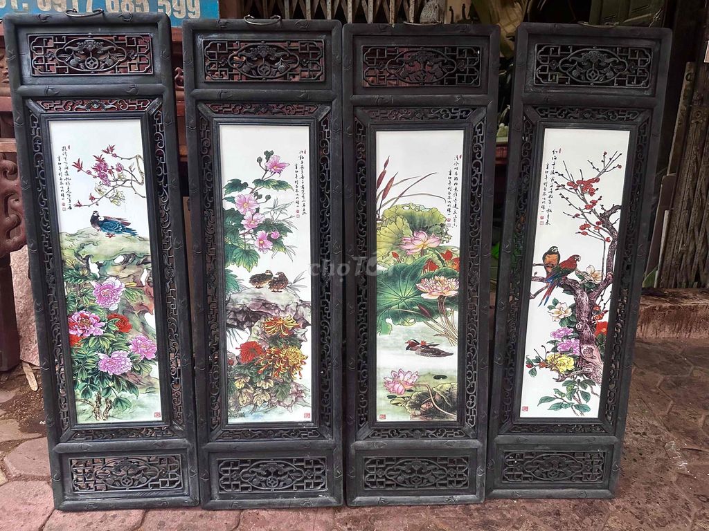 tranh tứ quý kt 120x36cm